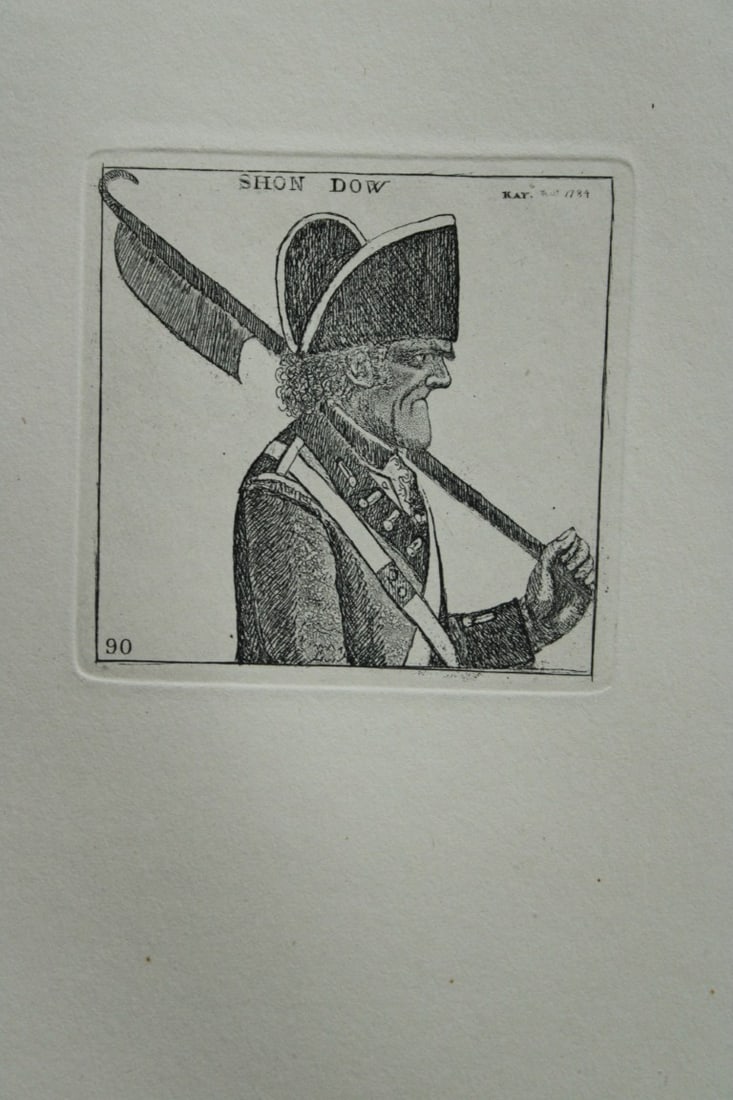 John Kay - 2 etchings of Scottish characters 1877: These engravings are from A Series of Original Portraits and Caricature Etchings by John Kay. Published by Adam and Charles Black, Edinburgh, 1877. Kay was a caricaturist, engraver and miniature paint