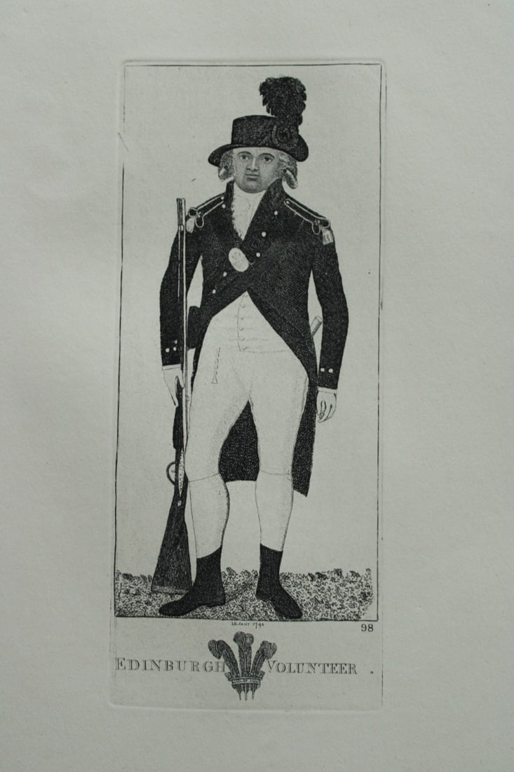 John Kay - 2 etchings of Scottish characters 1877: These engravings are from A Series of Original Portraits and Caricature Etchings by John Kay. Published by Adam and Charles Black, Edinburgh, 1877. Kay was a caricaturist, engraver and miniature paint