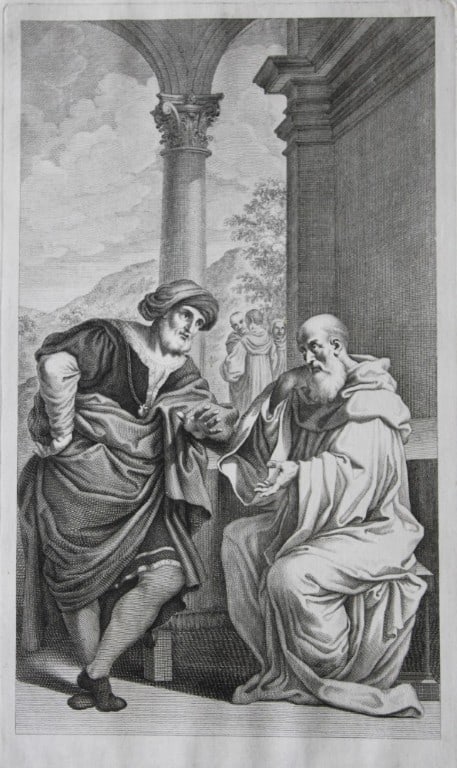 Lodovico Carracci - rare engraving of Cloisters in Bologne monastery 1776 (1 of 2)
