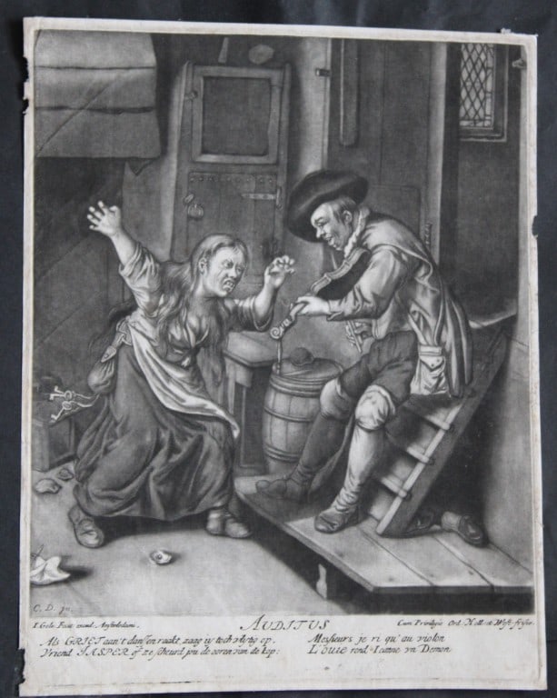 Jacob Gole - Mezzotint engraving of Auditus 1693 (1 of 2)