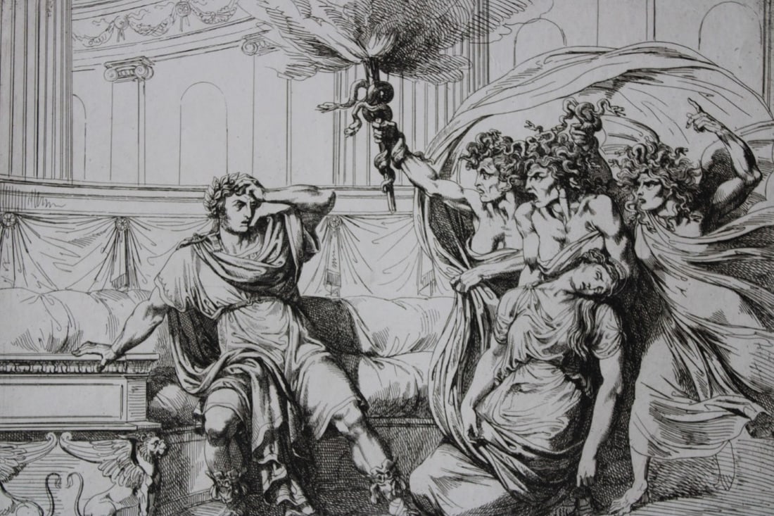 B Pinelli - Folio etching Furies of Nero from Istoria Romano 1821 (1 of 2)