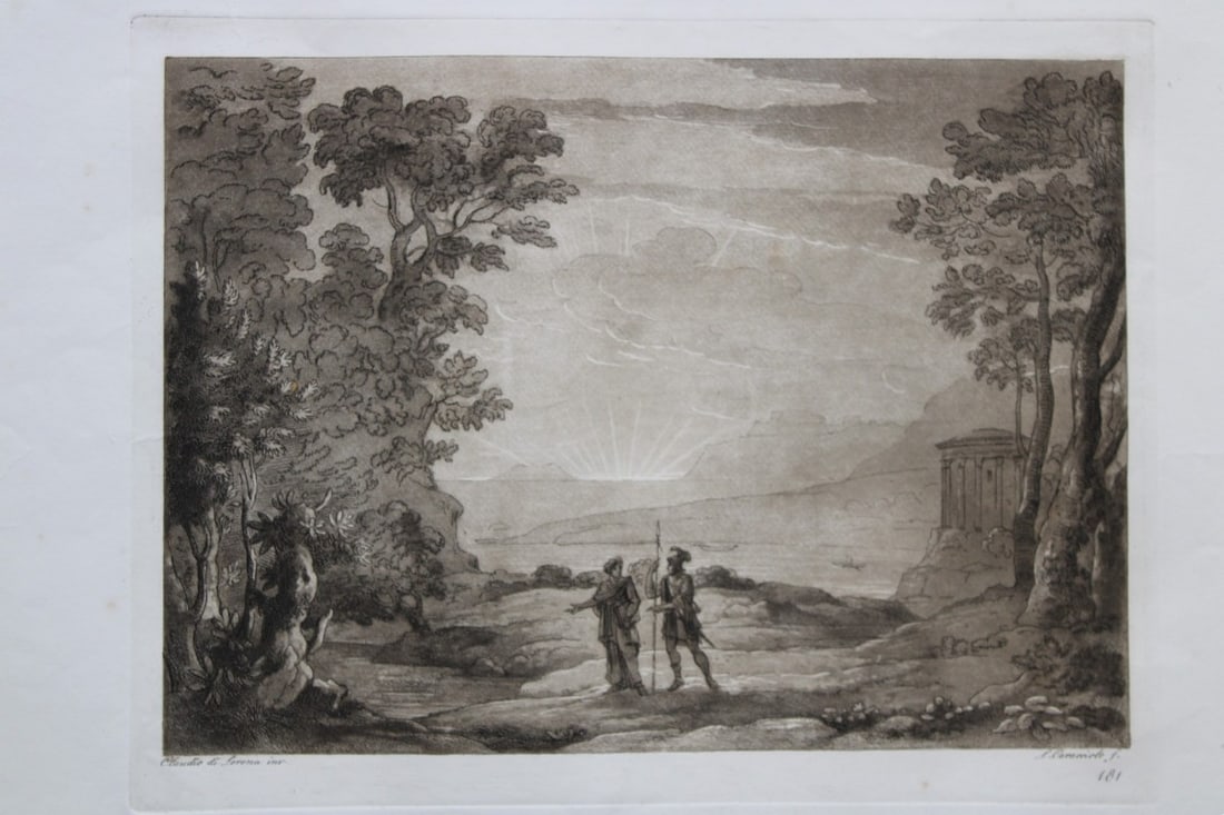 Claude Lorrain - Rare etching of Jacob and The Angel 1815 (1 of 3)