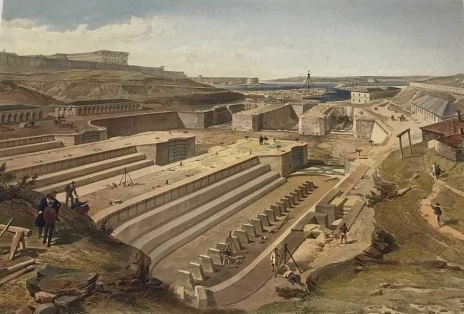 William Simpson - folio of Docks at Sebastopol 1855 (1 of 2)