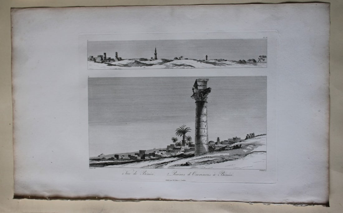 Vues de Benece by Vivant Denon 1807: This is plate 9 from the Voyage dans la Basse et la Haute-Egypte pendant les campagnes du General Bonaparte by Dominique Vivant Denon. Published by Samuel Bagster, London 1807.The full details of the