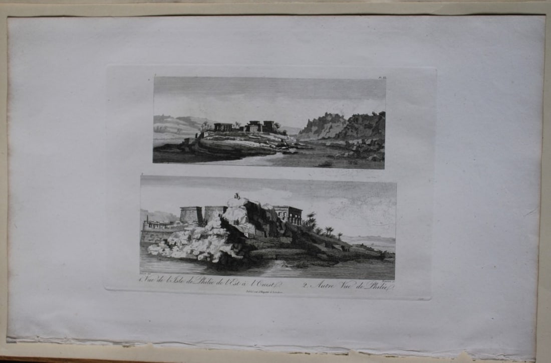 Vues de l'Isle de Philee by Vivant Denon 1807: This is plate 40 from the Voyage dans la Basse et la Haute-Egypte pendant les campagnes du General Bonaparte by Dominique Vivant Denon. Published by Samuel Bagster, London 1807.The full details of the