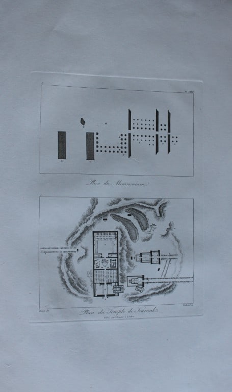 Temple de Karnak by Vivant Denon 1807: This is plate 27 from the Voyage dans la Basse et la Haute-Egypte pendant les campagnes du General Bonaparte by Dominique Vivant Denon. Published by Samuel Bagster, London 1807.The first member of the