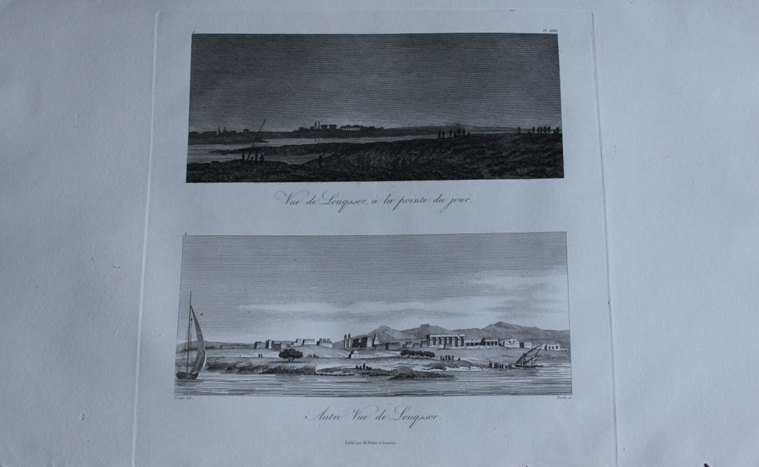 Vues de Louqssor by Vivant Denon 1807: This is plate 26 from the Voyage dans la Basse et la Haute-Egypte pendant les campagnes du General Bonaparte by Dominique Vivant Denon. Published by Samuel Bagster, London 1807.The first member of the