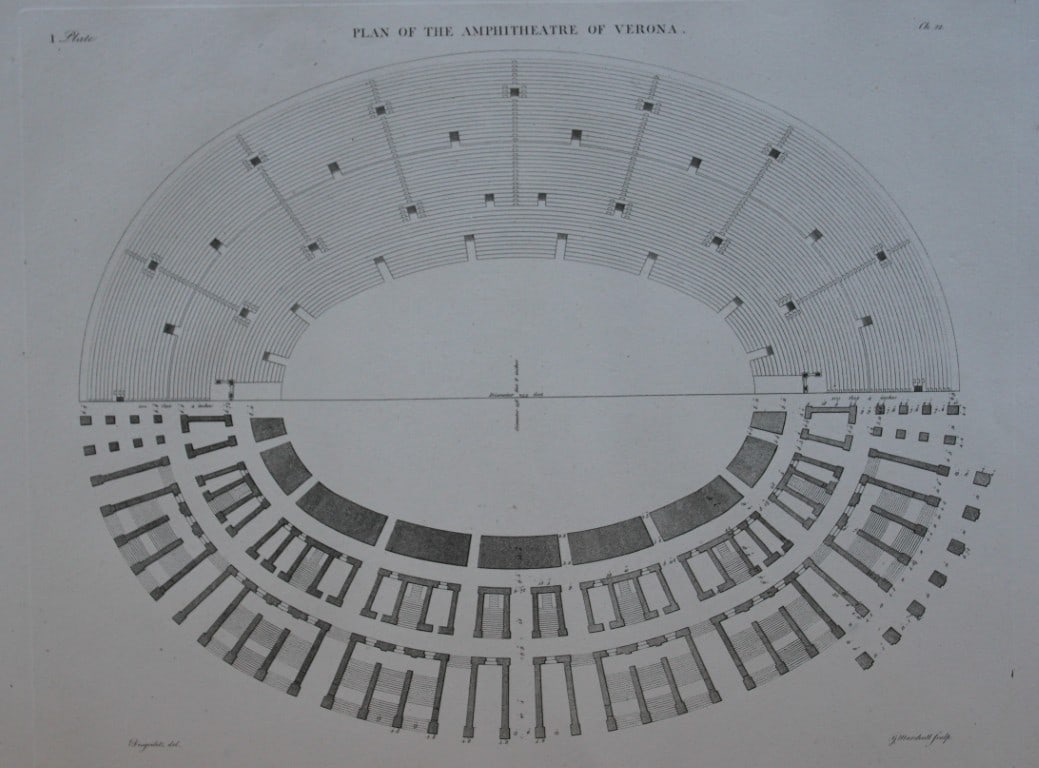 A Desgodetz - 4 engravings of the Amphitheatre at Verona 1771 (1 of 8)