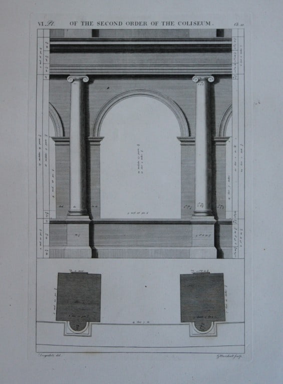 A Desgodetz - 2 engravings of the Second Order of the Coliseum 1771 (1 of 4)