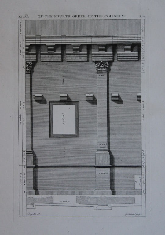 A Desgodetz - 3 engravings of the Fourth Order of the Coliseum 1771 (1 of 6)