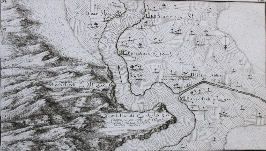 4 engravings of the course of the Nile by Norden 1792: These copperplate engraving are from The Antiquities, Natural History, Ruins and Other Curiosities of Egypt, Nubia and Thebes by Frederic Lewis (or Ludvig) Norden. Printed for Edward Jeffreys, London