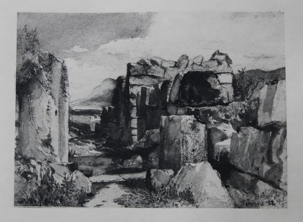 John Fulleylove 1897 - Etching of Walls of Tiryns (1 of 2)