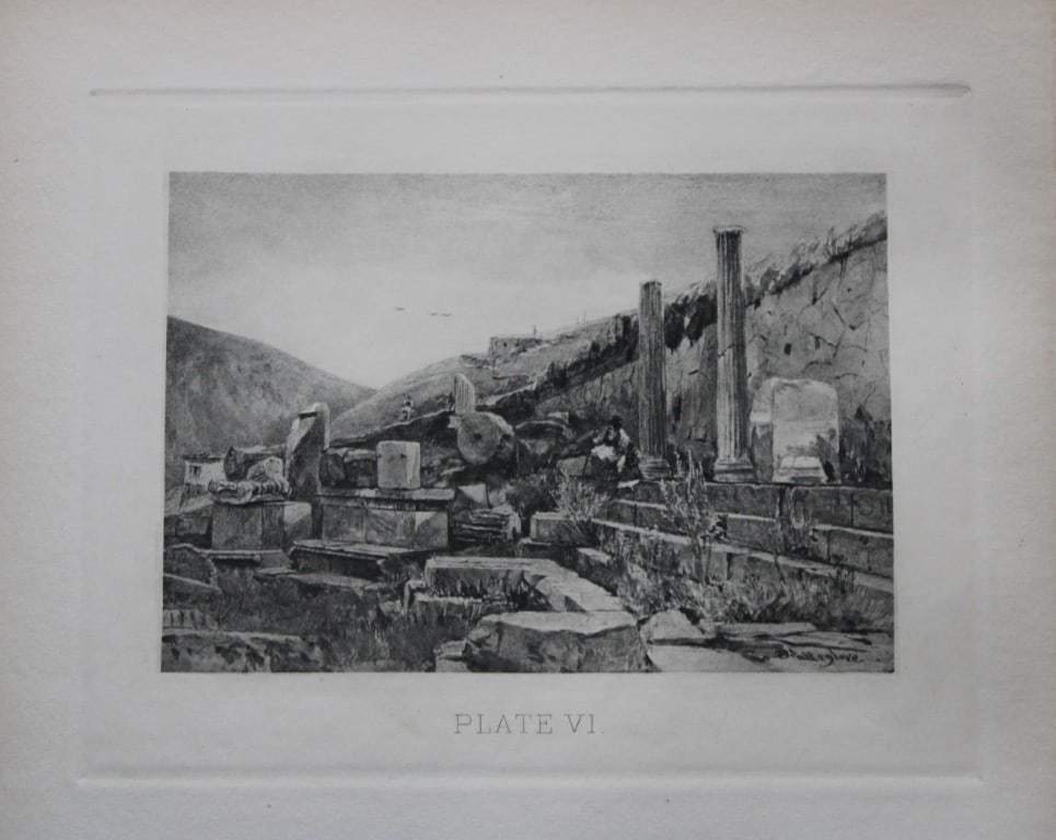 John Fulleylove 1897 - Etching of Treasury of the Athenians at Delphi (1 of 2)