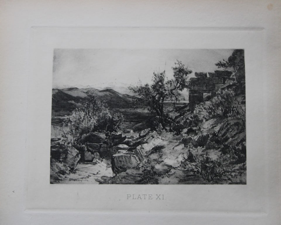 John Fulleylove 1897 - Etching of Messene on Ithome (1 of 2)