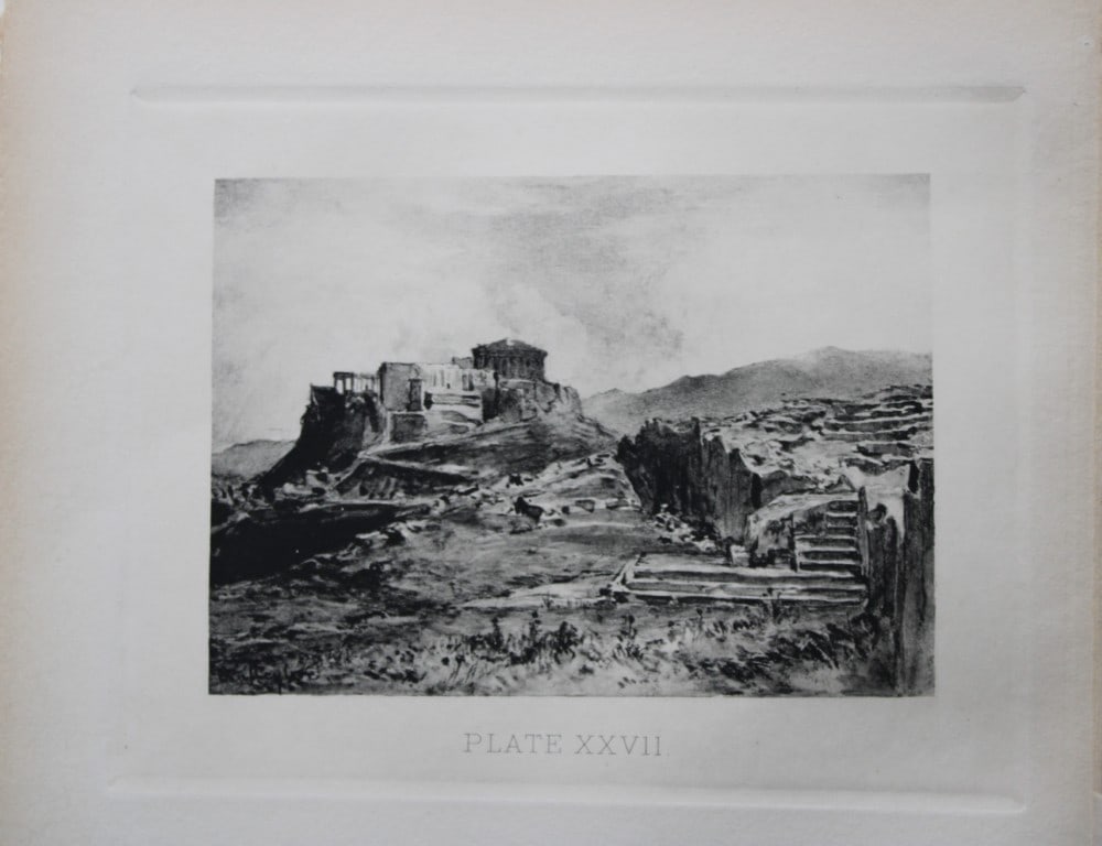 John Fulleylove 1897 - Etching of Pnyx and Acropolis (1 of 2)