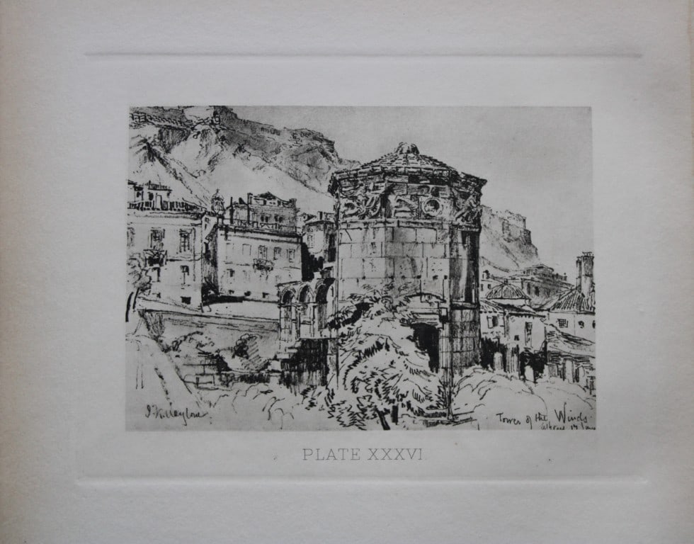 John Fulleylove 1897 - Etching of Temple of the Winds (1 of 2)