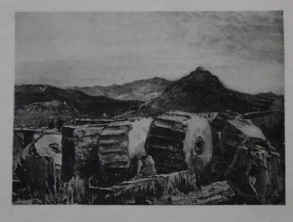 John Fulleylove 1897 - Etching of Fallen Columns of the Parthenon (1 of 2)