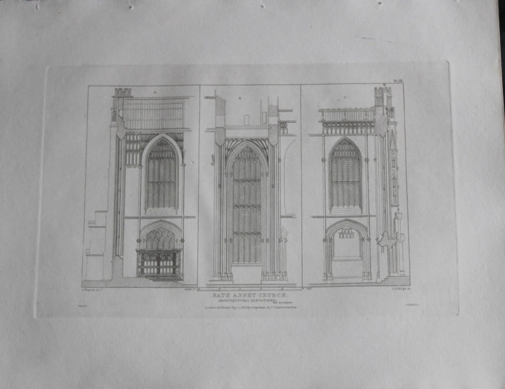LA Rolph - Bath Abbey Church engraved by S Rayner 1829 (1 of 1)