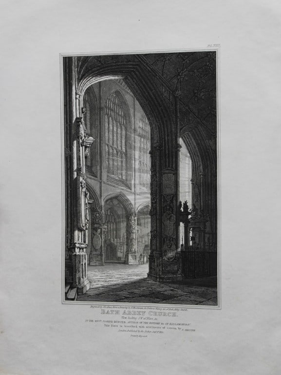 F Mackenzie - The Abbey Church, Bath engraved by J Le Keux 1825 (1 of 1)