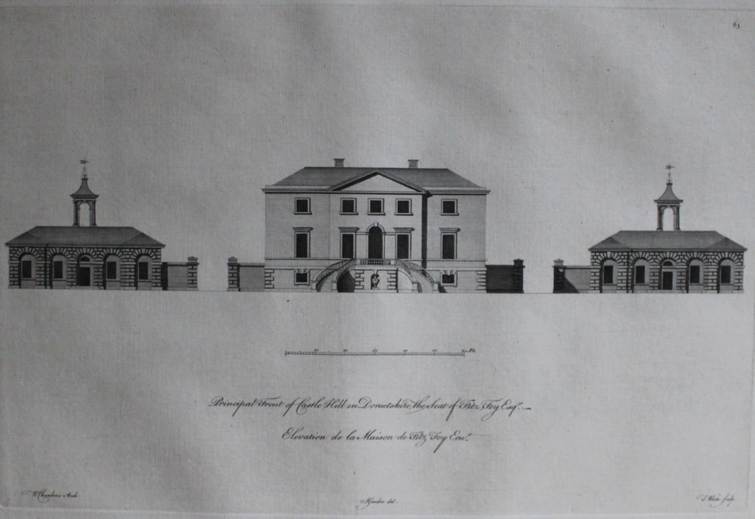 Vitruvius Britannicus 1771 - Pl 63 Castle Hill, Dorset + 2 Floor Plans (1 of 4)