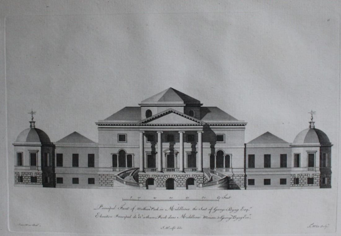 Vitruvius Britannicus 1771 - Pl 46 Wrotham Park, Middlesex + floor plan (1 of 3)