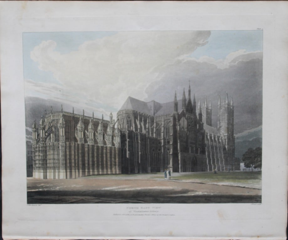 A Pugin - North East View of Westminster Abbey engraved by J Bluck 1812 (1 of 1)