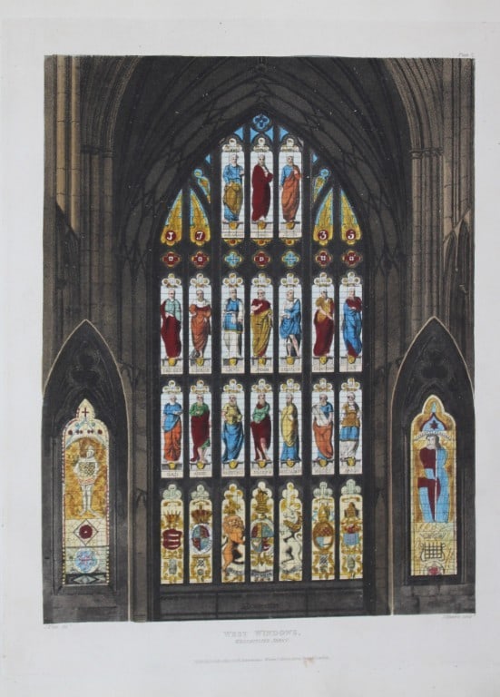 J White - West Windows at Westminster Abbey engraved by J Hamble 1812 (1 of 1)