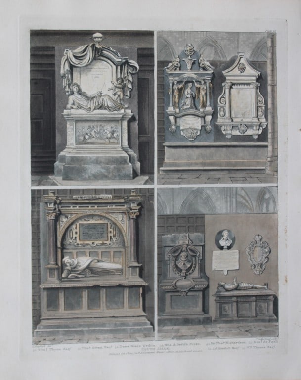 G Shepherd - South Aisle of Westminster Abbey engraved by T Sutherland 1812 (1 of 1)