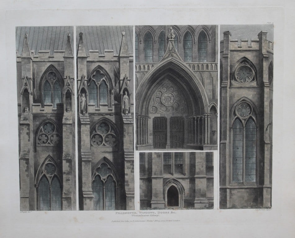 A Pugin - Fragments etc of Westminster Abbey engraved by T Sutherland 1812 (1 of 1)