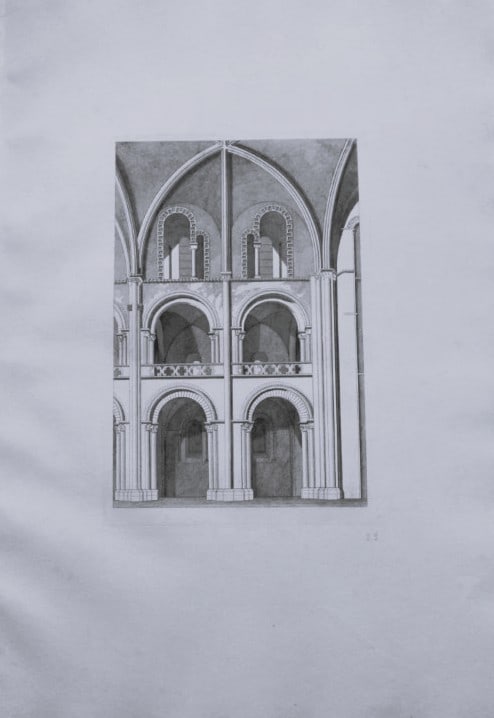 John Sell Cotman - Folio engraving of Abbey Church of St. Etienne, Caen, Normandy 1822 (1 of 2)