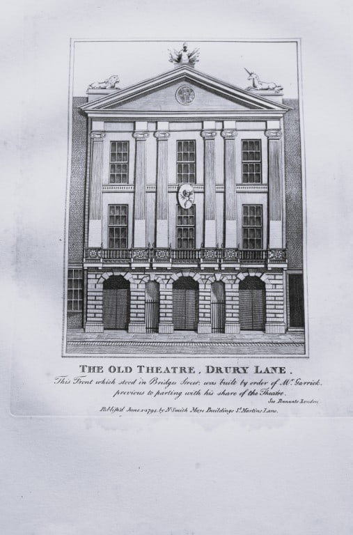 John Thomas Smith - Engraving of The Old Theatre, Drury Lane, London 1791: An original engraving from John Thomas Smith's Antiquities of London and its Environs. Published in London by T Sewell, J Manson et al 1791.Engraved by John Thomas "Antiquity" Smith (1766-1833), the d