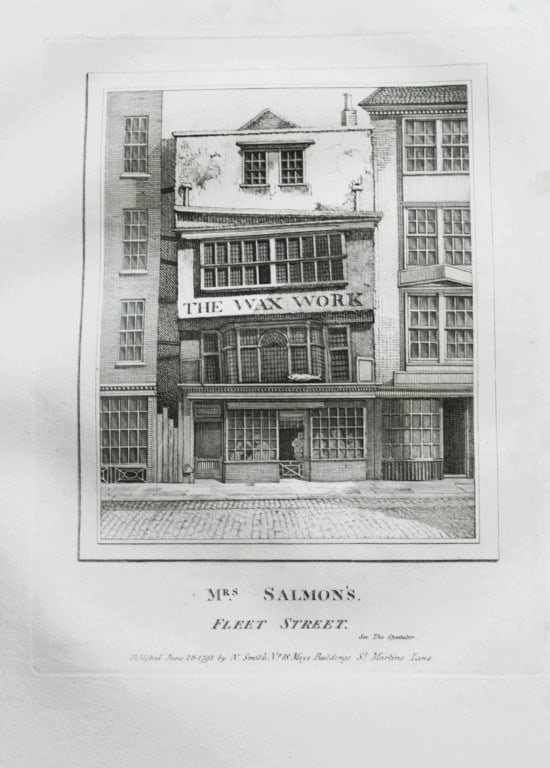 John Thomas Smith - Engraving of Waxworks, London 1791: An original engraving from John Thomas Smith's Antiquities of London and its Environs. Published in London by T Sewell, J Manson et al 1791.Engraved by John Thomas "Antiquity" Smith (1766-1833), the d