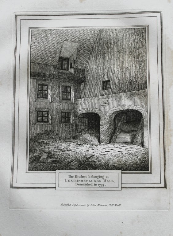 John Thomas Smith - Engraving of Leatherseller's Hall, London 1791 (1 of 1)