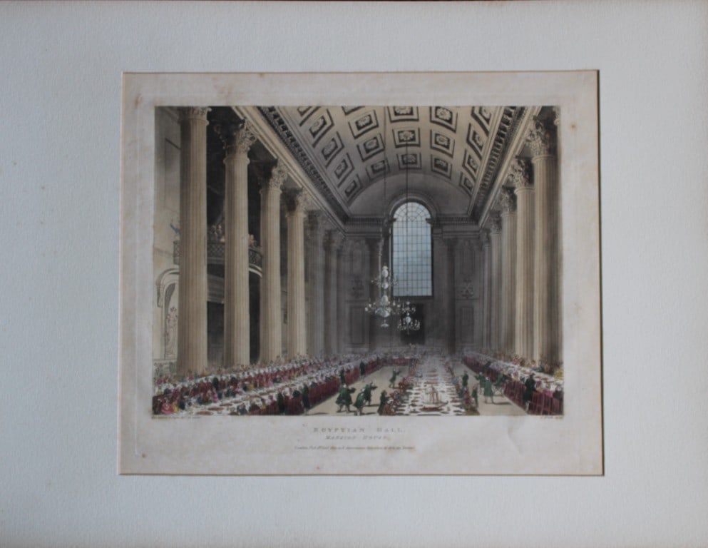 Rowlandson and Pugin - Aquatint of Mansion House, London 1808 (1 of 2)