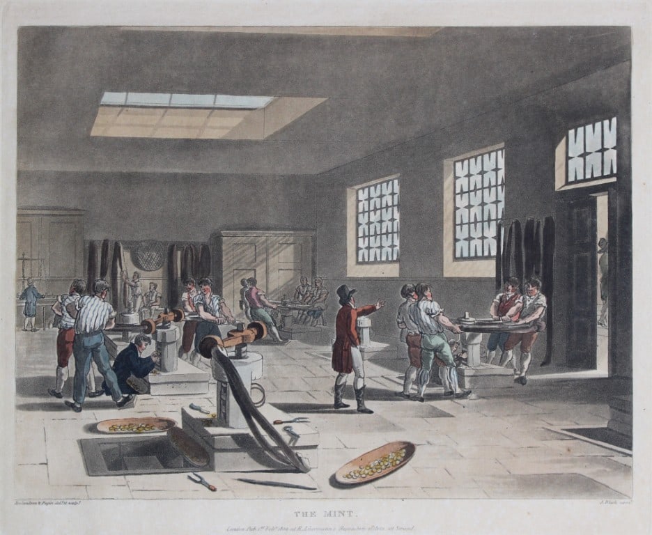 Rowlandson and Pugin - Aquatint of The Mint, London 1808 (1 of 2)