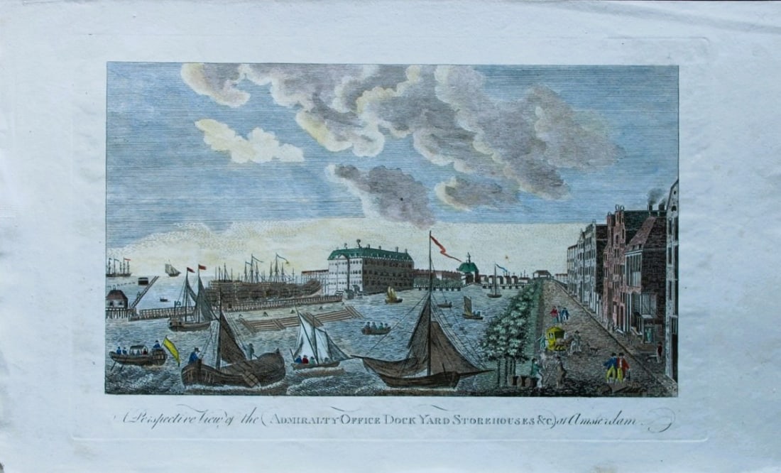 Vue d'Optique - Admiralty Office, Dock Yard etc Amsterdam c1770 (1 of 2)