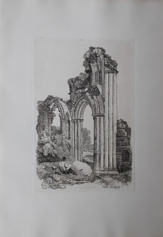 John Sell Cotman - St Mary's Abbey, York 1838: Specimens of Architectural Remains in the Counties of York, Cambridge, Suffolk, Lincoln, Essex and North Wales by John Sell Cotman. Published in London by HG Bohn in 1838A series of etchings illustrat