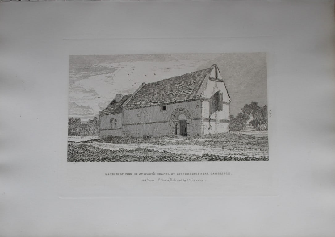 John Sell Cotman - North West View of St Mary's Chapel, Cambridgeshire 1838: Specimens of Architectural Remains in the Counties of York, Cambridge, Suffolk, Lincoln, Essex and North Wales by John Sell Cotman. Published in London by HG Bohn in 1838A series of etchings illustrat