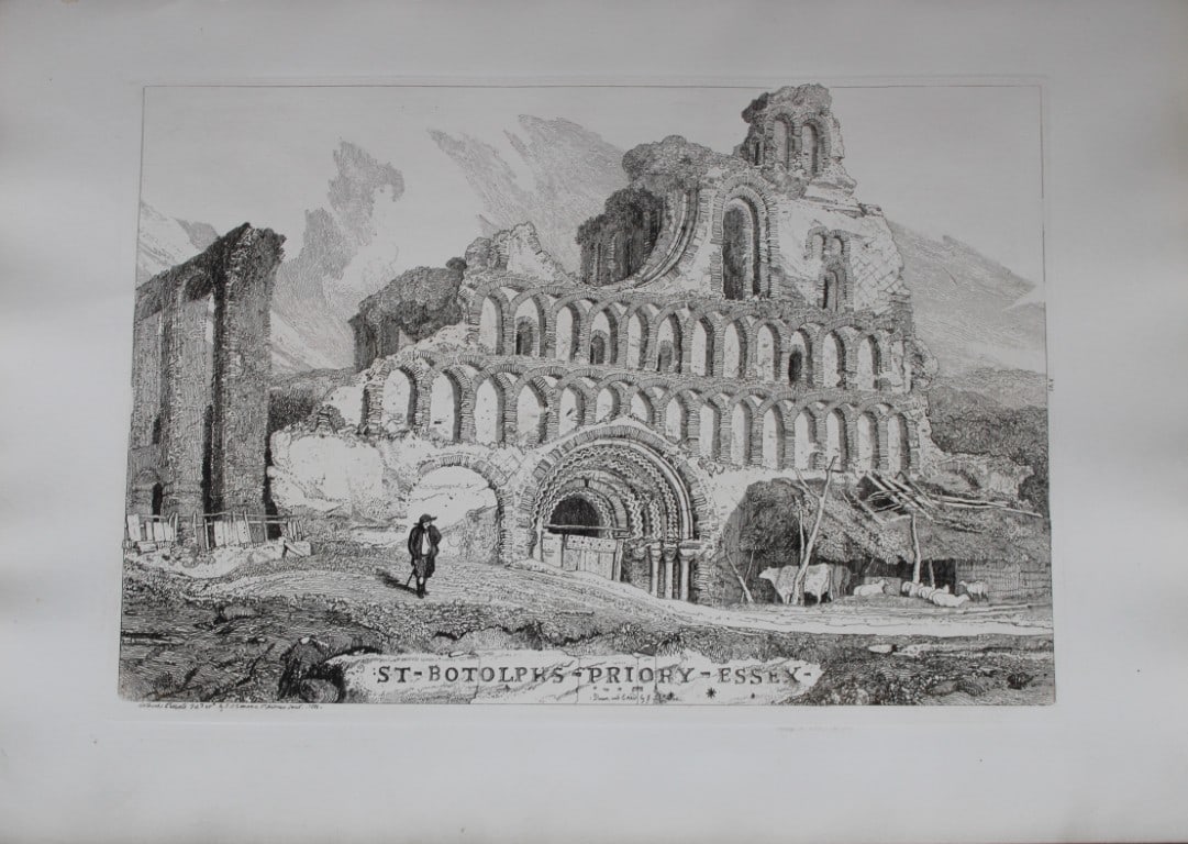 John Sell Cotman - St Botolph's Priory, Essex 1838: Specimens of Architectural Remains in the Counties of York, Cambridge, Suffolk, Lincoln, Essex and North Wales by John Sell Cotman. Published in London by HG Bohn in 1838A series of etchings illustrat