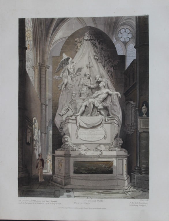 T Uwins - North Area in Westminster Abbey engraved by J Bluck 1812: This aquatint print is from The History of the Abbey Church of St. Peter's Westminster, Its Antiquities and Monuments by Rudolph Ackermann and William Combe, published in London 1812.One of the quinte