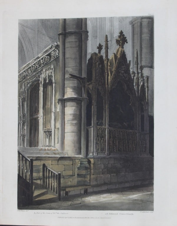 Mackenzie - Edmund Crouchback in Westminster Abbey engraved by T Sutherland 1812 (1 of 1)