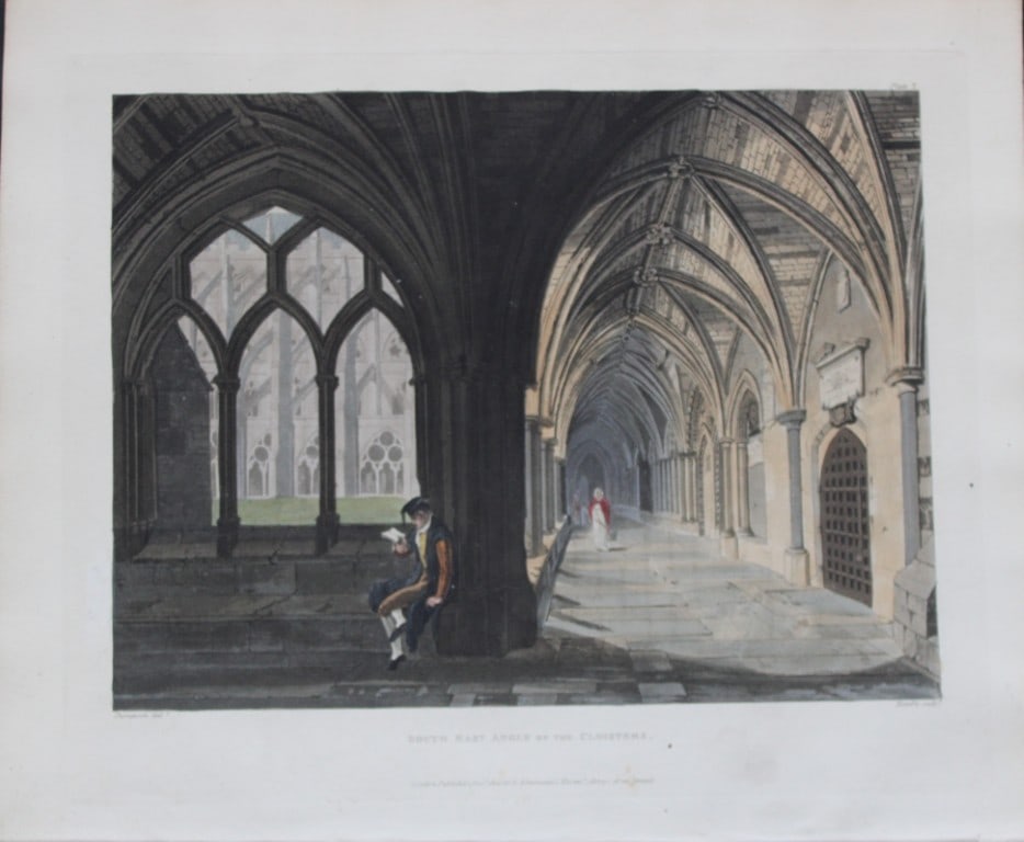 Thompson - Cloisters in Westminster Abbey engraved by J Bluck 1812 (1 of 1)