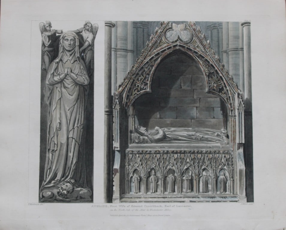 Mackenzie - Aveline in Westminster Abbey by J Bluck 1812: This aquatint print is from The History of the Abbey Church of St. Peter's Westminster, Its Antiquities and Monuments by Rudolph Ackermann and William Combe, published in London 1812.One of the quinte