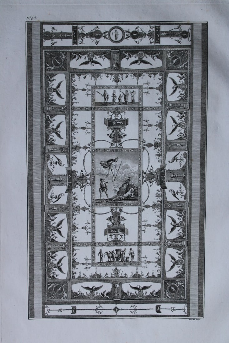 Nicolas Ponce - Original engraving of Roman frescoes by Deliens 1805 (1 of 2)