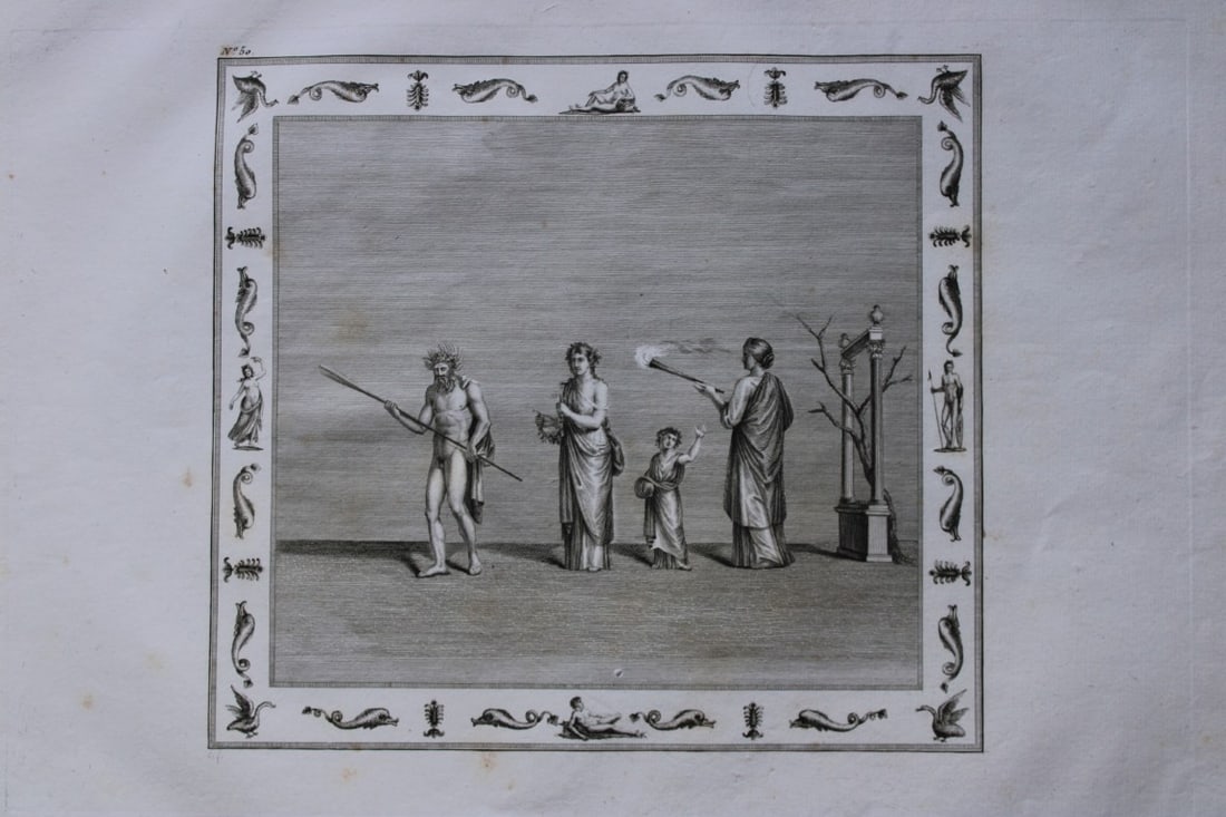 Nicolas Ponce - Original engraving of Roman frescoes by Deliens 1805 (1 of 2)