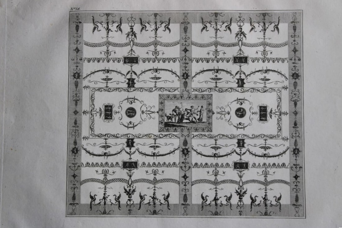 Nicolas Ponce - Original engraving of Roman frescoes by Deliens 1805 (1 of 2)