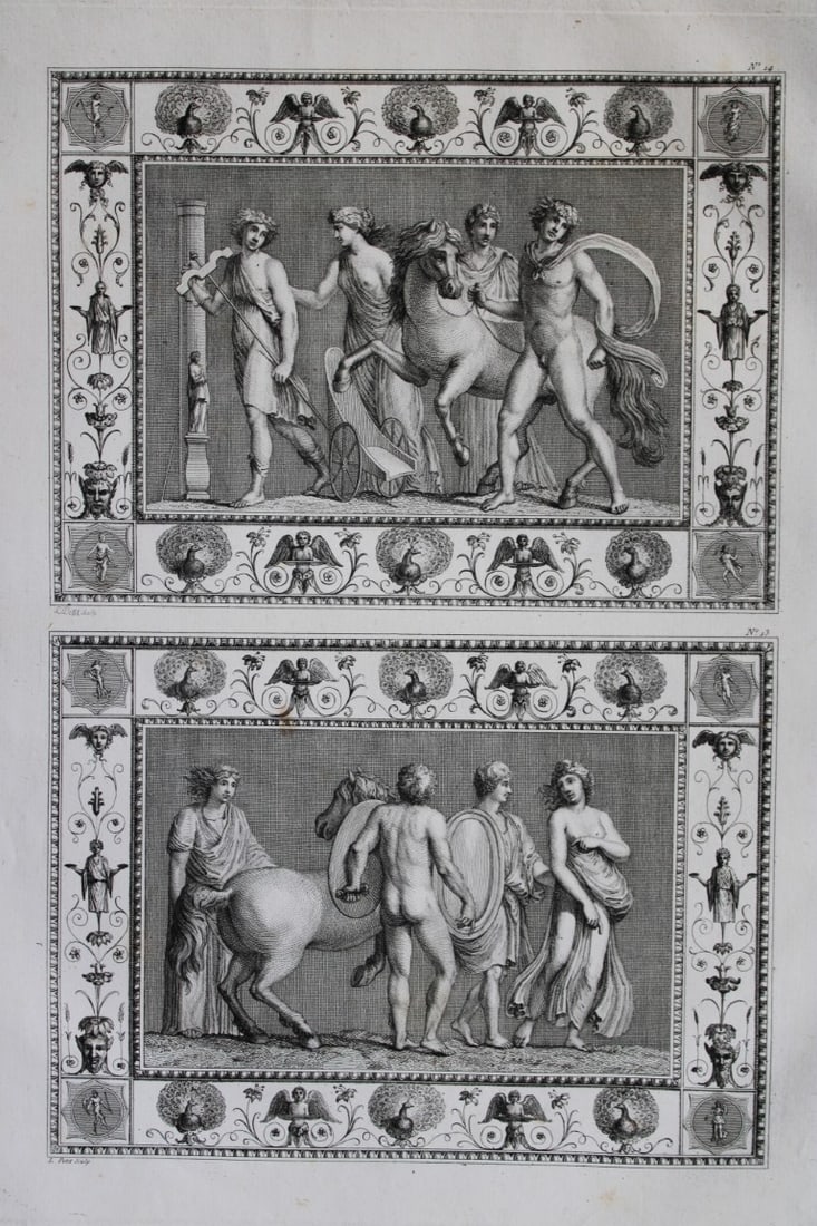 Nicolas Ponce - Original engraving of Roman frescoes by L Petit 1805 (1 of 3)