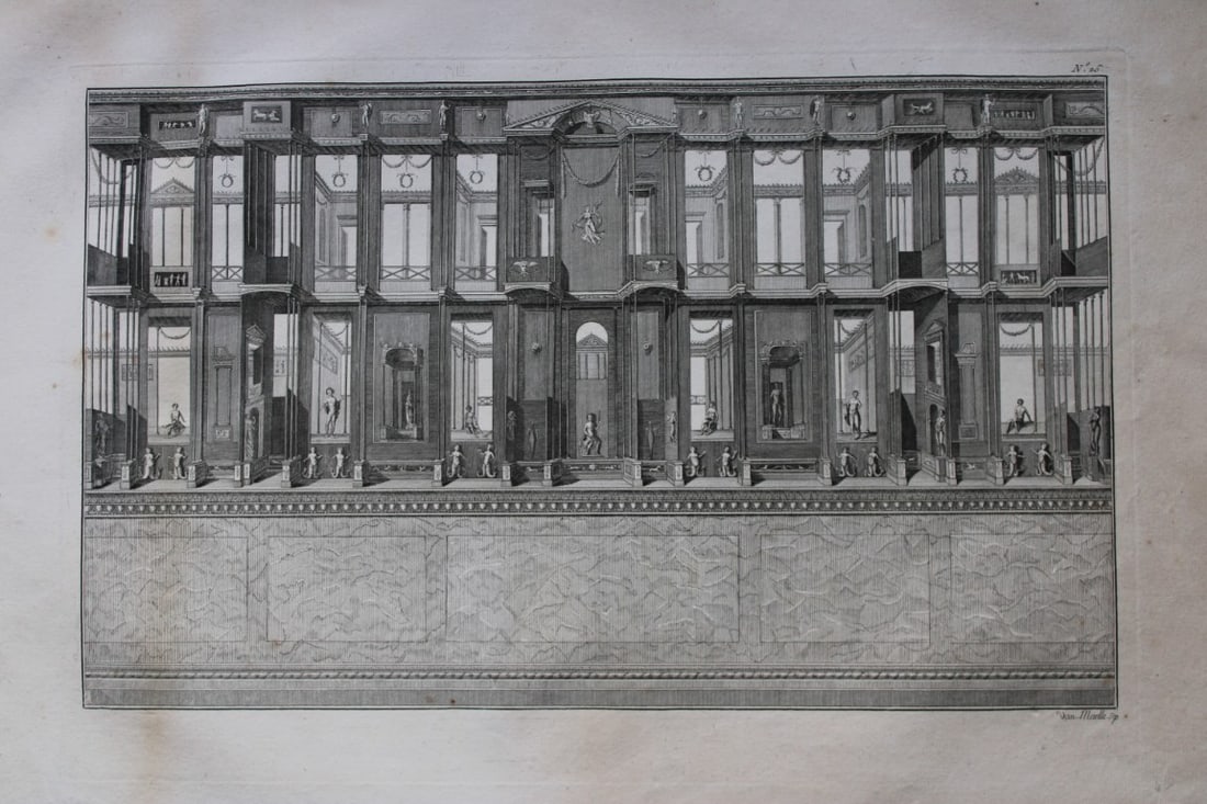 Nicolas Ponce - Original engraving of Roman frescoes by Van Maelle 1805 (1 of 3)