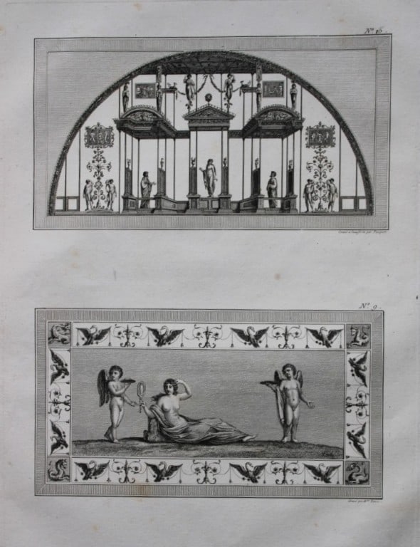 Nicolas Ponce - Original engraving of Roman frescoes by Pauquet 1805 (1 of 3)