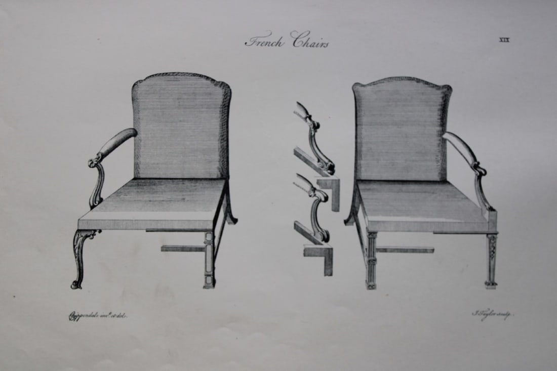 Thomas Chippendale - Original engraving of French Chairs 1762 (1 of 1)